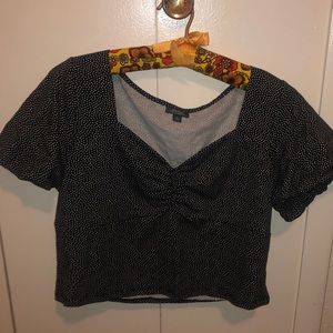 Wild fable cropped puff sleeve polka dot